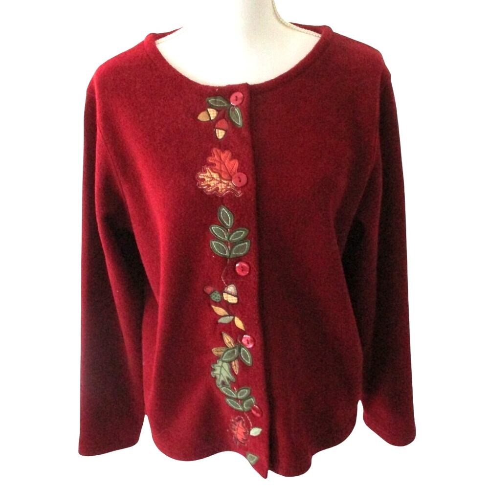 Christopher & Banks Women's Red Soft Long Sleeve Button Front Shirt Size Large